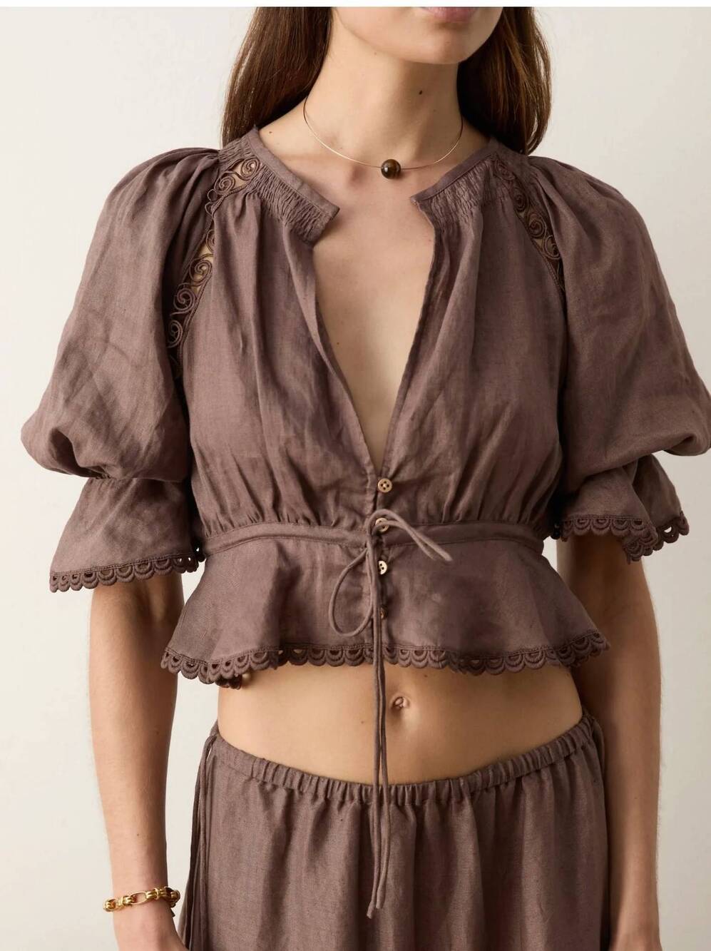 NEW BOTEH myra crop blouse in brown